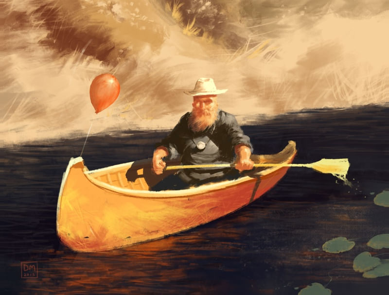 OLD MAN ON BOAT