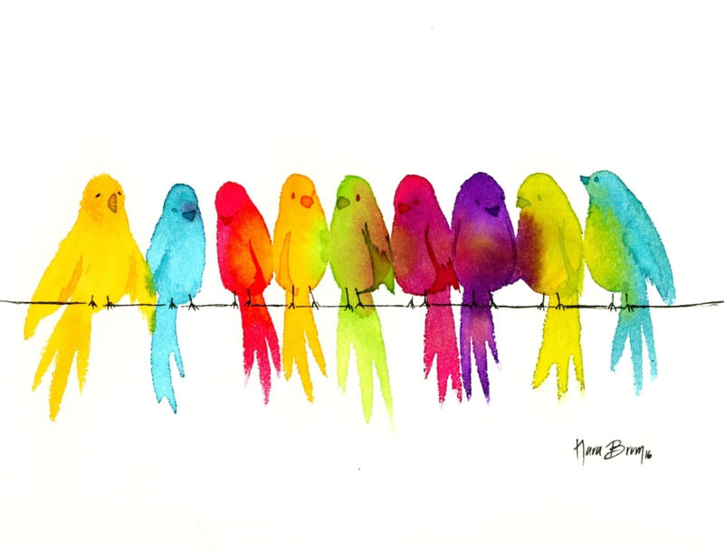 PÁSSAROS EM AQUARELA