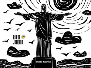 CRISTO REDENTOR XILOGRAVURA RIO DE JANEIRO