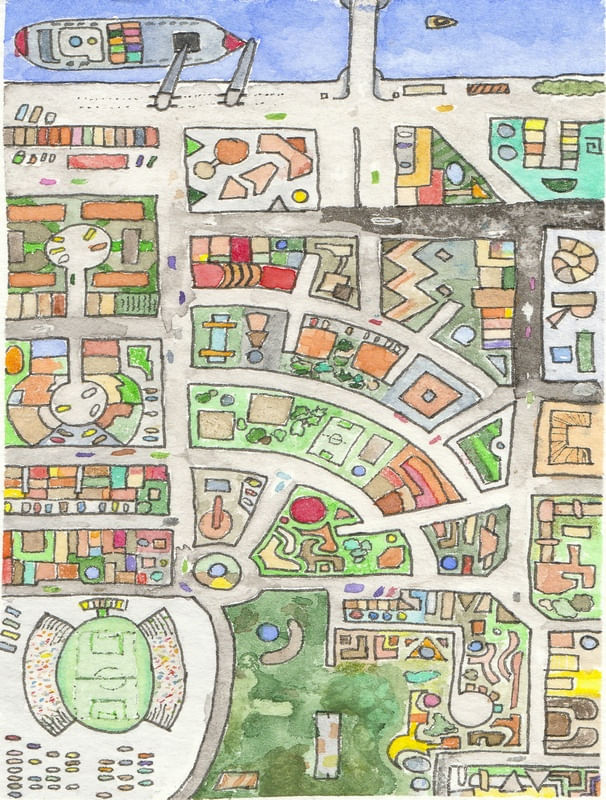 MAPA URBANO EM AQUARELA