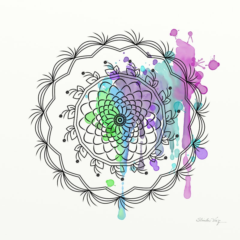 MANDALA BEGÔNIA AQUARELA