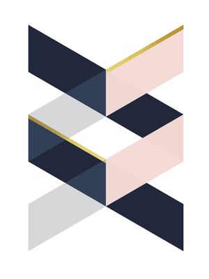 CHEVRON DOURADO AZUL E ROSA I