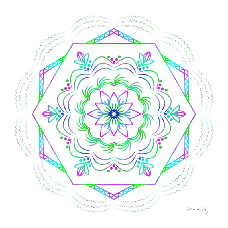 MANDALA FLOR DO CAMPO NEON BRANCA