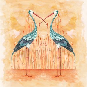 TWO EXOTIC STORKS