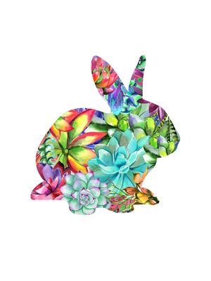 WATERCOLOR BUNNY SUCCULENTS