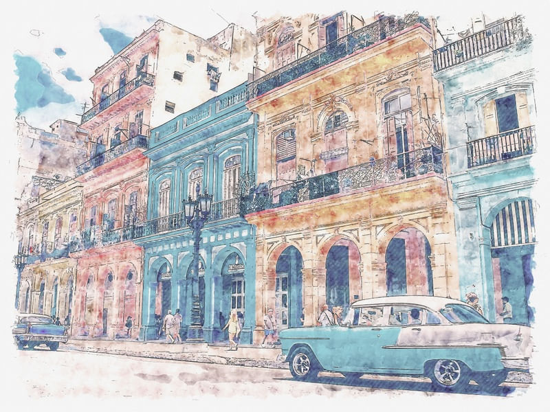 HABANA VIEJA, HAVANA VELHA SKETCH MALECON
