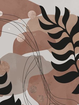 ABSTRATO FOLHAGEM PRETO E BEGE I - DÍPTICO