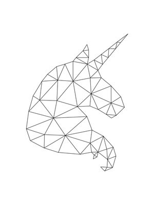PERFIL GEOMÉTRICO DO UNICORNIO. PRETO E BRANCO