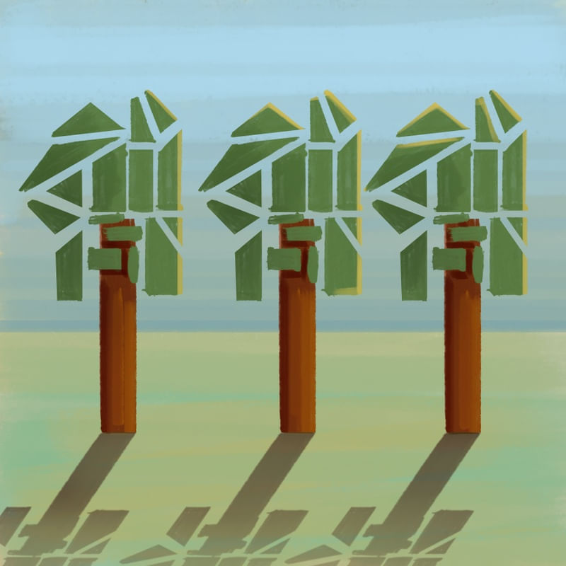 THREE GREEN TREES