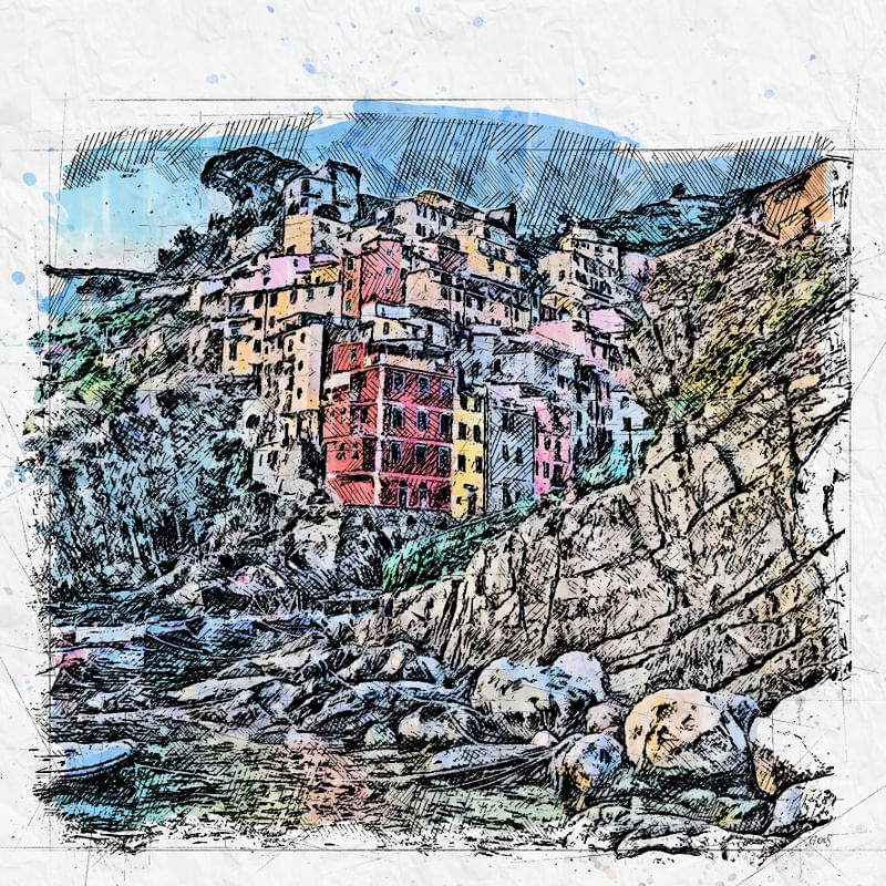 RIOMAGGIORE CINQUE TERRE SKETCH ITALIA