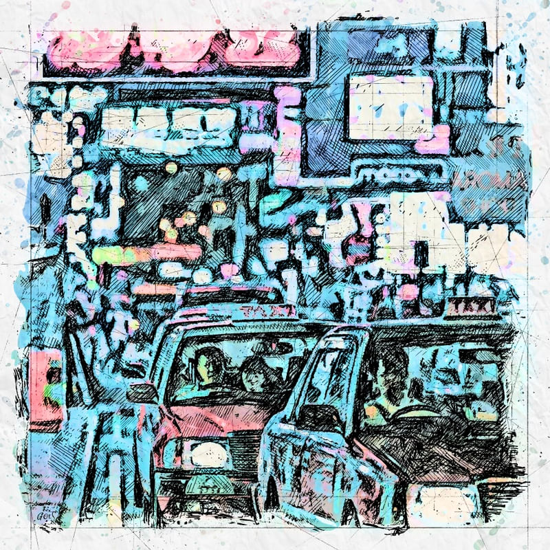 HONG KONG AT NIGHT SKETCH