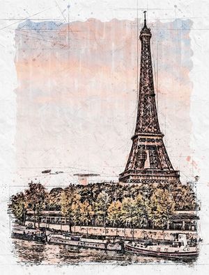 PARIS POR DO SOL TORRE EIFFEL SKETCH