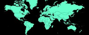 MAPA MUNDI PAÍSES VERDE TURQUESA FUNDO PRETO