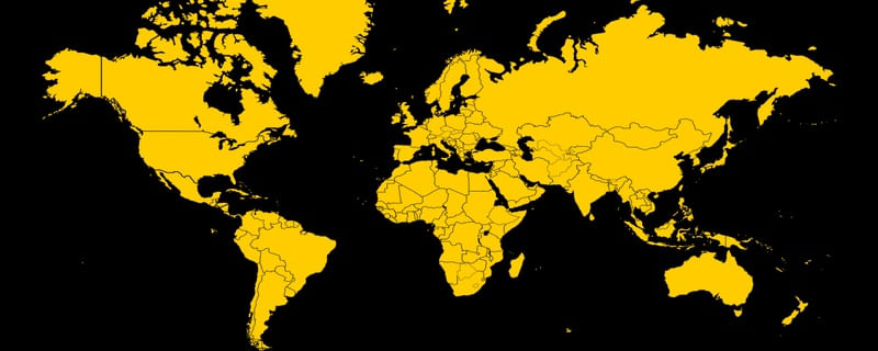 MAPA MUNDI PAÍSES AMARELO OURO FUNDO PRETO