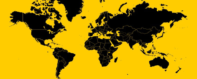 MAPA MUNDI PAÍSES PRETO FUNDO AMARELO OURO