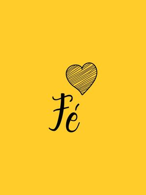FÉ FUNDO AMARELO CORAÇÃO PRETO