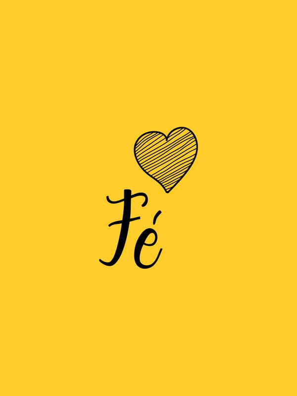 FÉ FUNDO AMARELO CORAÇÃO PRETO