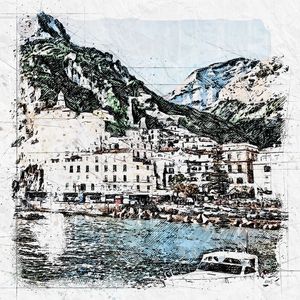 AMALFI SKETCH - COSTA AMALFITANA ITALIA