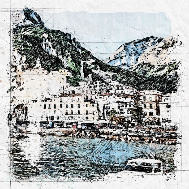 AMALFI SKETCH - COSTA AMALFITANA ITALIA