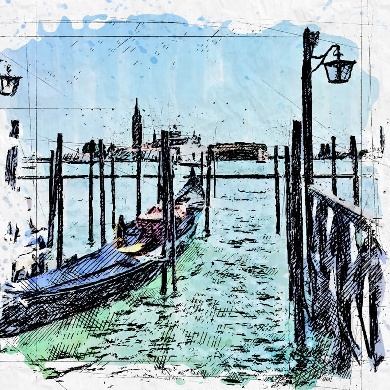 GONDOLA CANAL VENEZA SKETCH