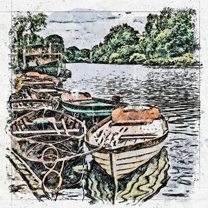 BARQUINHOS RIO TAMISA SKETCH AQUARELA