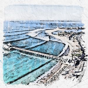 MALIBU SURF POINT CALIFORNIA SKETCH