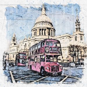 LONDRES ONIBUS VERMELHO SKETCH