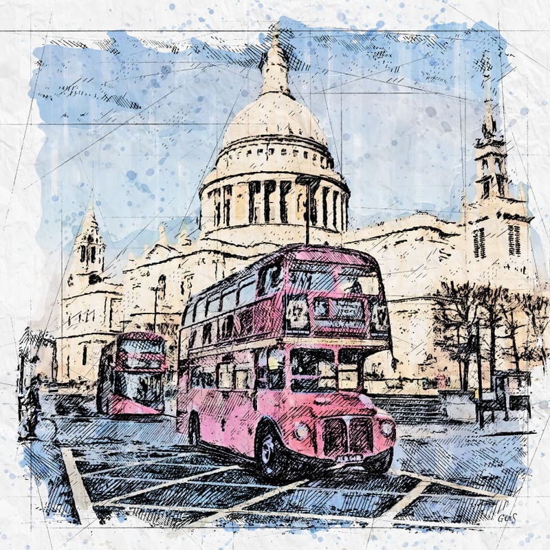 LONDRES ONIBUS VERMELHO SKETCH