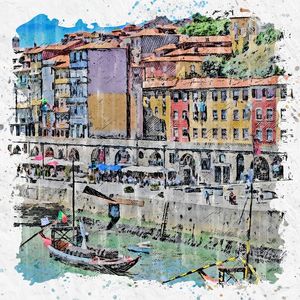 CIDADE DO PORTO SKETCH AQUARELA - PORTUGAL