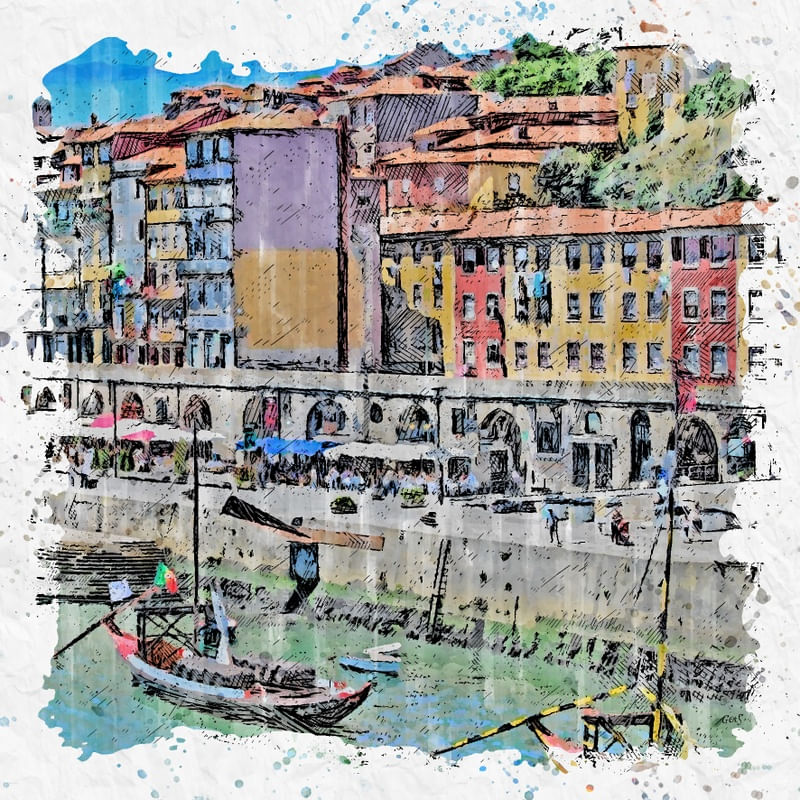CIDADE DO PORTO SKETCH AQUARELA - PORTUGAL