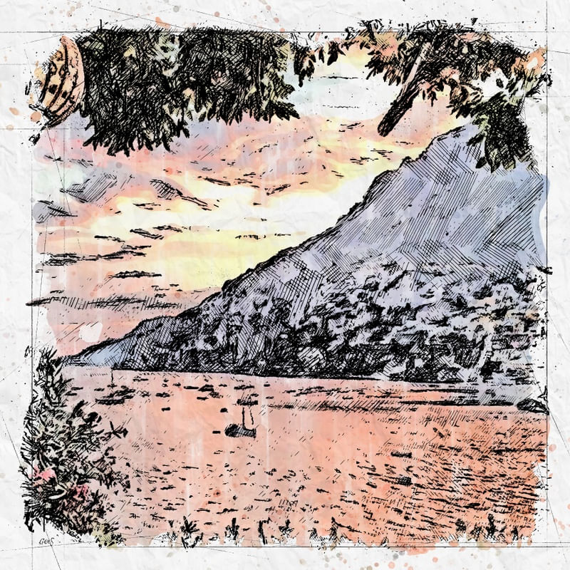 POSITANO SUNSET SKETCH