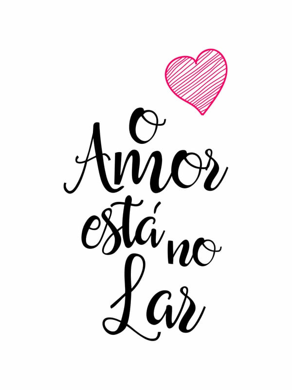 O AMOR ESTÁ NO LAR FUNDO BRANCO CORAÇÃO VERMELHO INTENSO