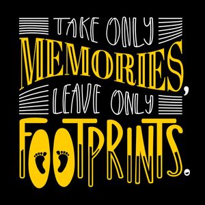 TAKE ONLY MEMORIES LEAVE ONLY FOOTPRINTS AMARELO OURO