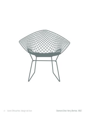 ICONIC SILHOUETTES. DESIGN WE LOVE - DIAMOND CHAIR, HARRY BERTOIA-CINZA