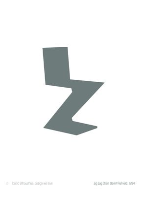 ICONIC SILHOUETTES. DESIGN WE LOVE - ZIG ZAG CHAIR, GERRIT RIETVELD-CINZA