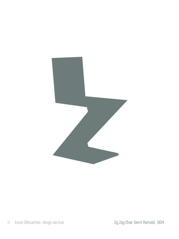 ICONIC SILHOUETTES. DESIGN WE LOVE - ZIG ZAG CHAIR, GERRIT RIETVELD-CINZA