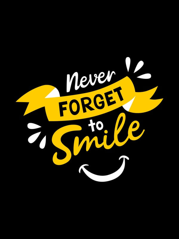 NEVER FORGET TO SMILE AMARELO OURO