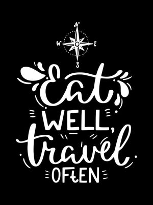 EAT WELL TRAVEL OFTEN FUNDO PRETO
