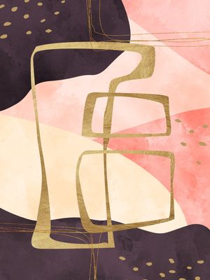 ABSTRATO ROSA ROXO E DOURADO II - DÍPTICO