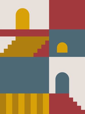 ARQUITETURA ABSTRATA VERMELHO E AZUL II - DÍPTICO