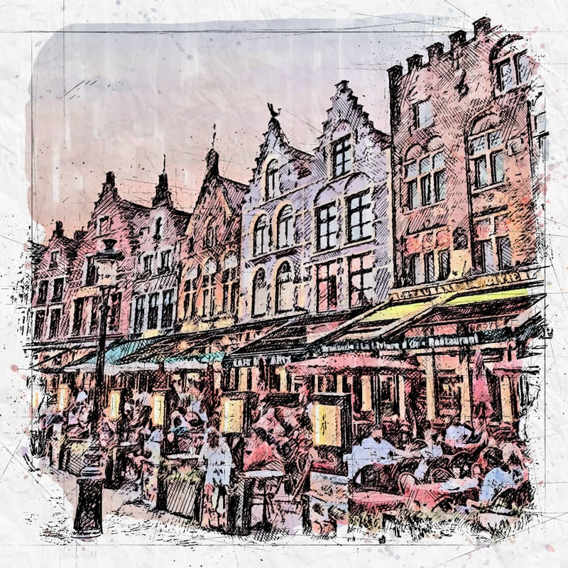 BRUGES FLANDRES BELGICA SKETCH AQUARELA