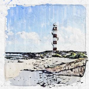 FAROL CANCUN MEXICO SKETCH AQUARELA