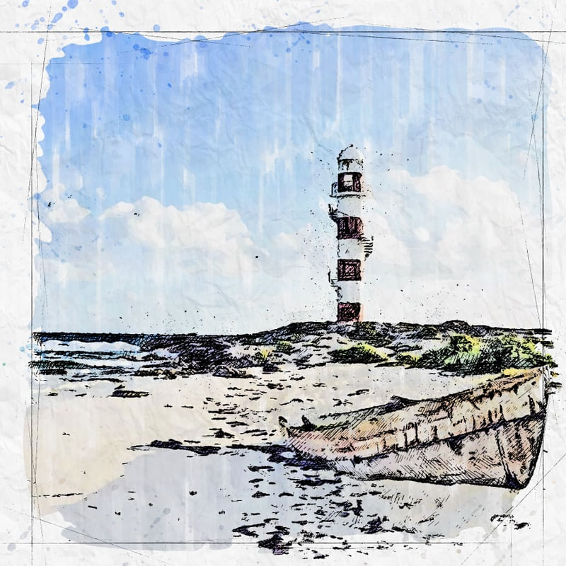 FAROL CANCUN MEXICO SKETCH AQUARELA