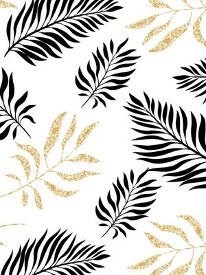 TROPICAL LEAVES BLACK AND GOLDEN