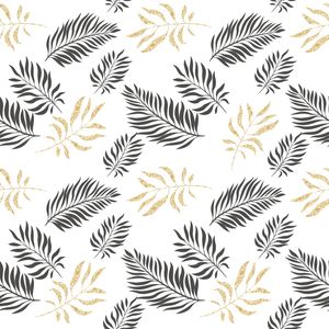 TROPICAL LEAVES SQUARE BLACK AND GOLDEN
