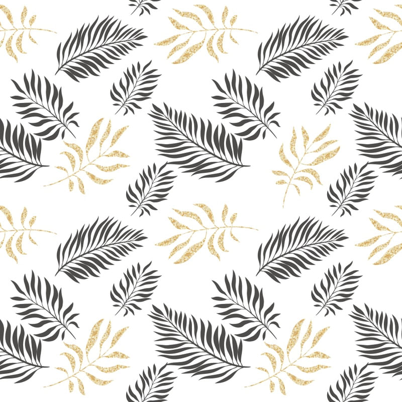 TROPICAL LEAVES SQUARE BLACK AND GOLDEN
