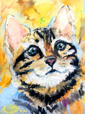 GATO AMARELO AQUARELA POP