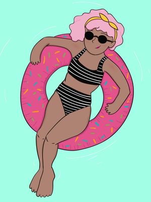 GAROTA E SUA BOIA DE DONUTS