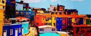 CASAS COLORIDAS VALPARAISO CHILE OLEO