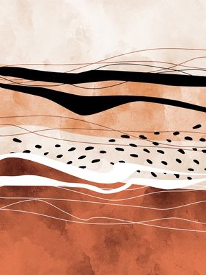 ABSTRATO SALMÃO MARROM E PRETO II - DÍPTICO